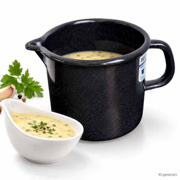 Riess Schnabeltopf 1L Anthrazit Ø12Cm HöHe 11,5 Cm Emaille Milchtopf Induktion-image