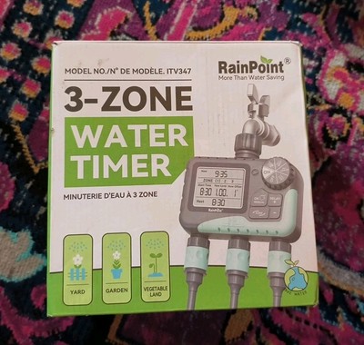 RAINPOINT 3 Zone Sprinkler Timer with Brass Inlet Water Timer for Garden
