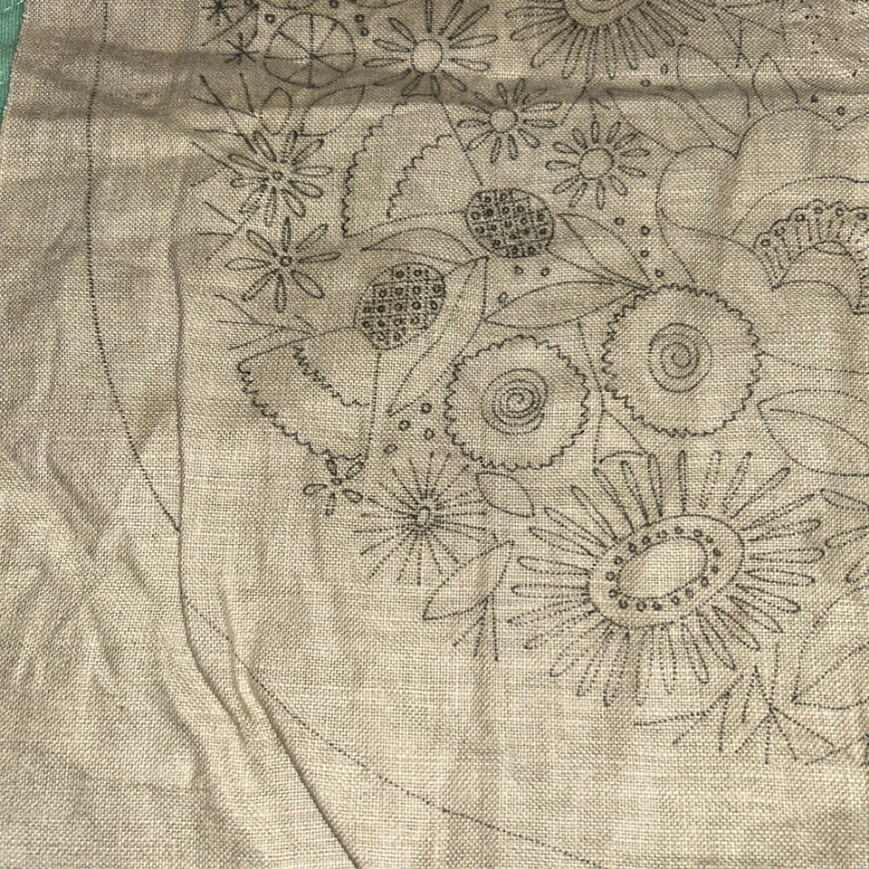 Vintage Pillow Embroidery Needlework Hooking Pattern On Fabric UNFINISHED 16.5” - Image 2 of 4