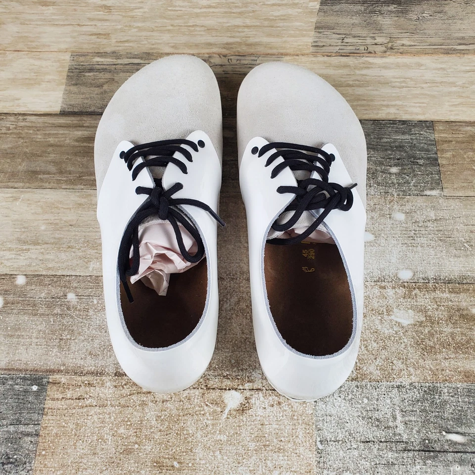 Zapatos informales Birkenstock Maine para hombre talla 12 charol blanco con cordones parte superior baja punta redonda Foto 4 de 4