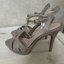 Gianni Bini Gold High Heel Sandals Pumps with Glitter Finish - Size 8