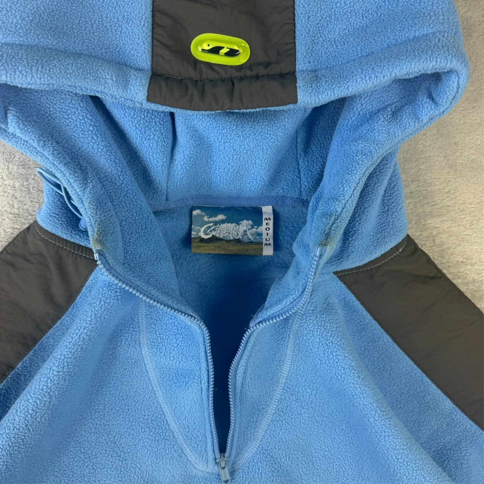 VTG Childish TGF Bros Blue Grey Thermal 1/4 Zip Fleece Oversized Medium Hoodie image 4