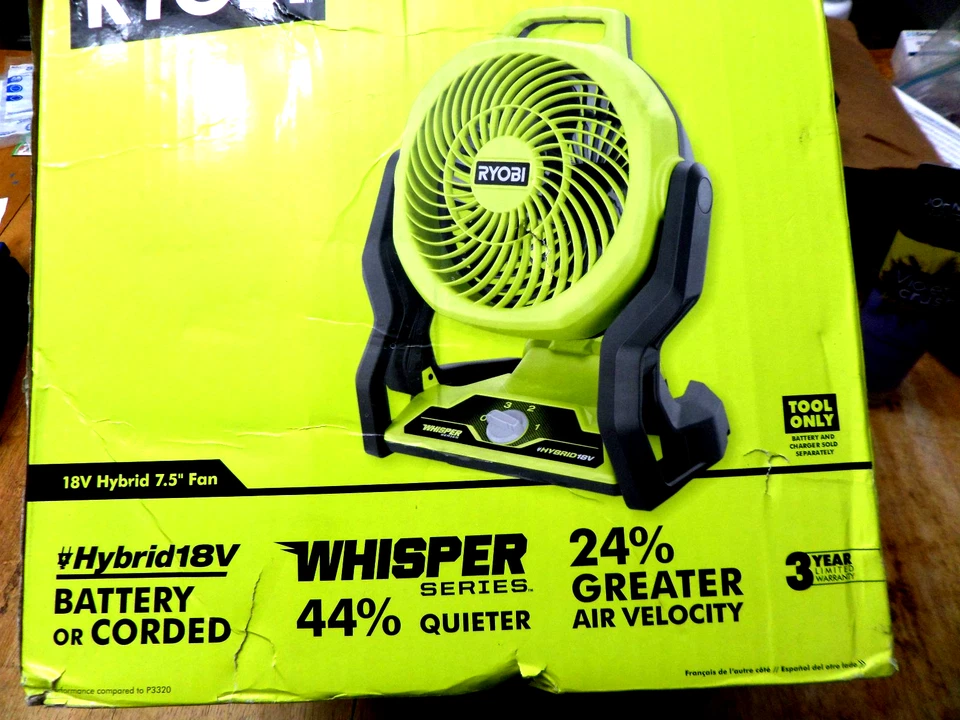 RYOBI ONE+ SERIE SUSURRADOR HÍBRIDO INALÁMBRICO 18V 7-1/2 pulgadas Ventilador (solo herramienta) Foto 4 de 4