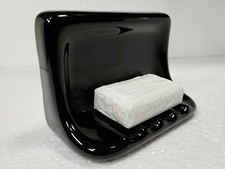 Black Ceramic Tile Shower Soap Dish Tray Bathtub Vintage Mid Century Modern