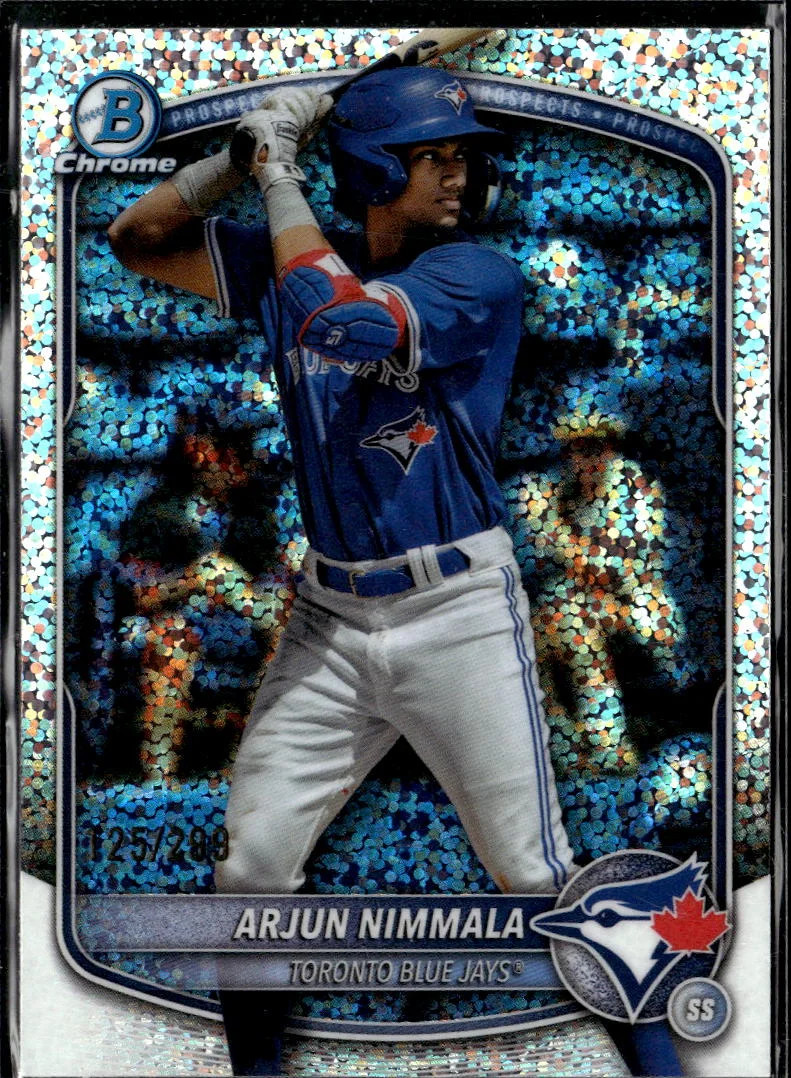 Arjun Nimmala 2025 Bowman Chrome Blue Speckle Refractor /299 Toronto Blue Jays