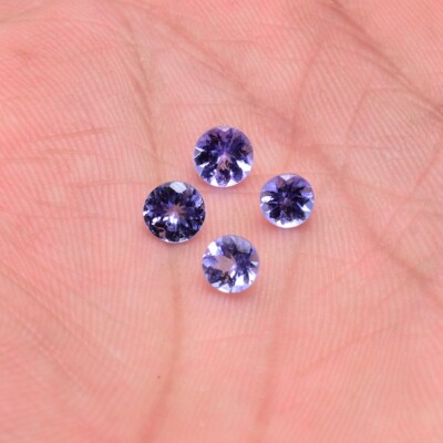 Set 2.10 Cts Natural Tanzanite Round Faceted Cut Vibrant Blue Dazzling Gemstones