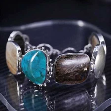 7”, Silpada Sterling 925 Silver Multi Stone Toggle Bracelet, B1934 Gem Stones