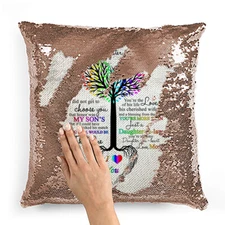 To My Daughter In Law Flip Sequin Pillow Throw Case DIY Pillow Not Included