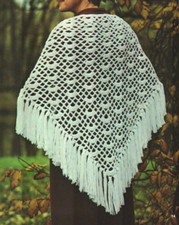 SHELL SHAWL WITH FRINGE WRAP WOMEN'S DIGEST SIZE CROCHET PATTERN INSTRUCTIONS