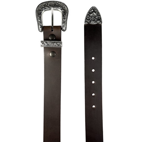 Cinturón de cuero estilo occidental marrón de 1,5" (38 mm) hecho a mano en Canadá por Zelikovitz - Imagen 6 de 18