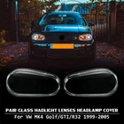 PAIR FOR 1999-2005 VW MK4 GOLF R32 REPLACEMENT GLASS HEADLIGHT LENS COVER LH+RH