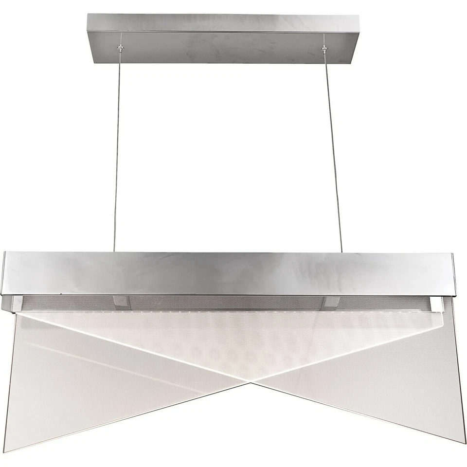 Candelabro linear Quoizel Impulse 30" alumínio LED tela vidro impresso $1170 - Imagem 2 de 2