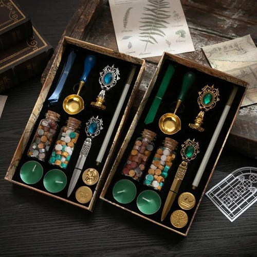 Stationery Gift Box Retro Vintage Style Letter Opener Sealing Wax Stamp Set Pen - Picture 6 of 16