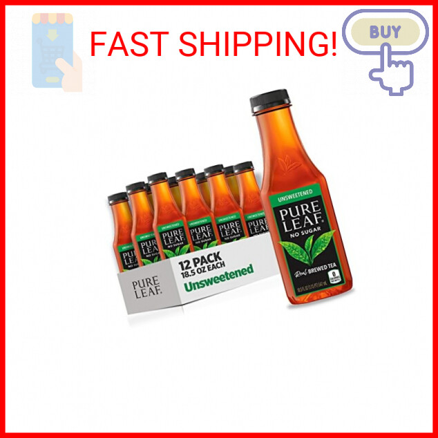 Pure Leaf Iced Tea, Unsweetened Black Tea, 18.5 Oz Bottles (12