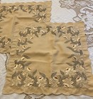 Justina Claire Appliquéd Pillow Shams (2)Quills Ireland Golden Yellow Orig. Tag
