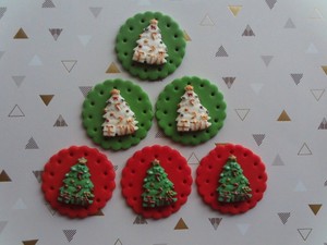 Christmas Tree Edible Cupcake Toppers 6 Novelty Hand Painted Cake Decorations Ebay