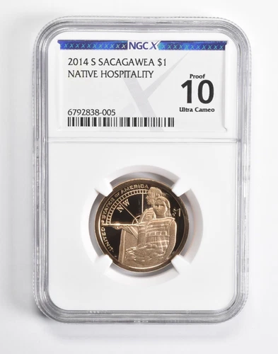 Proof 10 UCam 2014-S Sacagawea Dollar Native Hospitality NGC X NGCX