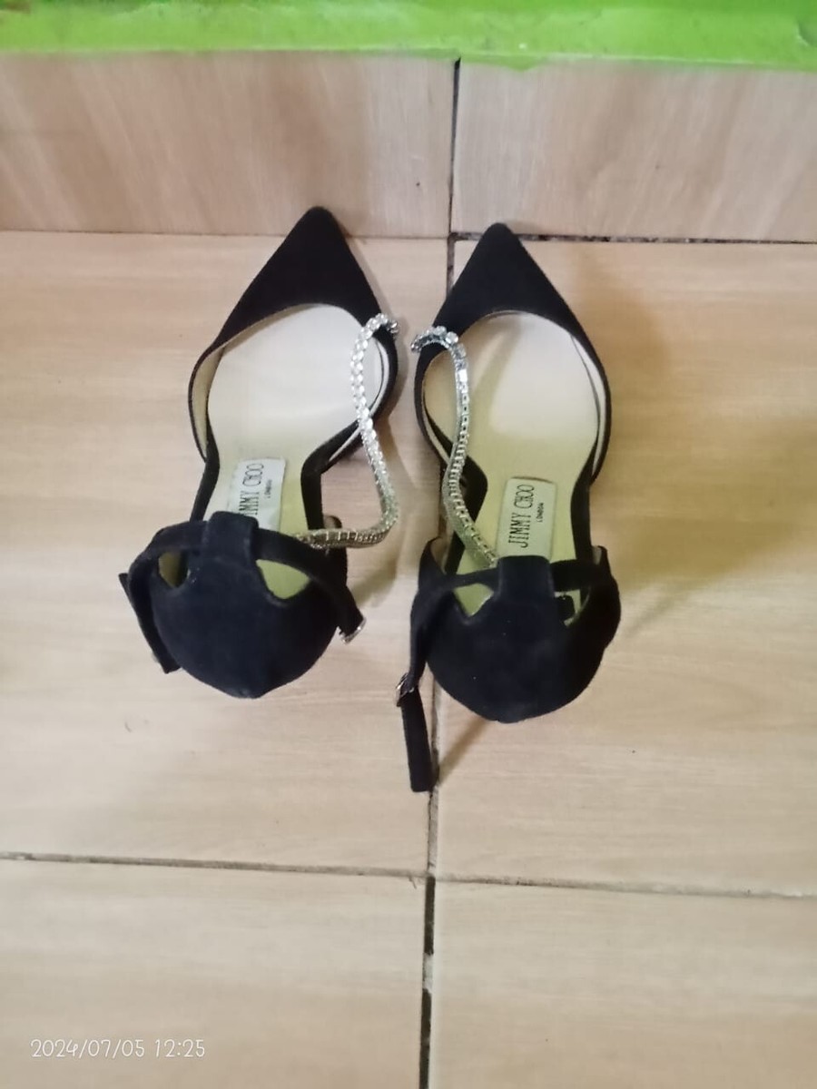 Jimmy Choo Talika 85 Crystal-Embellished suede Pumps black