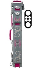 Instroke La Bella Donna 2x4 Pool Cue Case Grey  Pink Leather w/ FREE Shipping