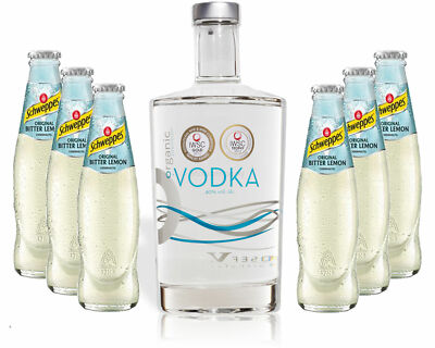 Vodka Lemon Set - Organic Vodka 0,7l 700ml (40% Vol) + 6x Schweppes Bitter Lemo