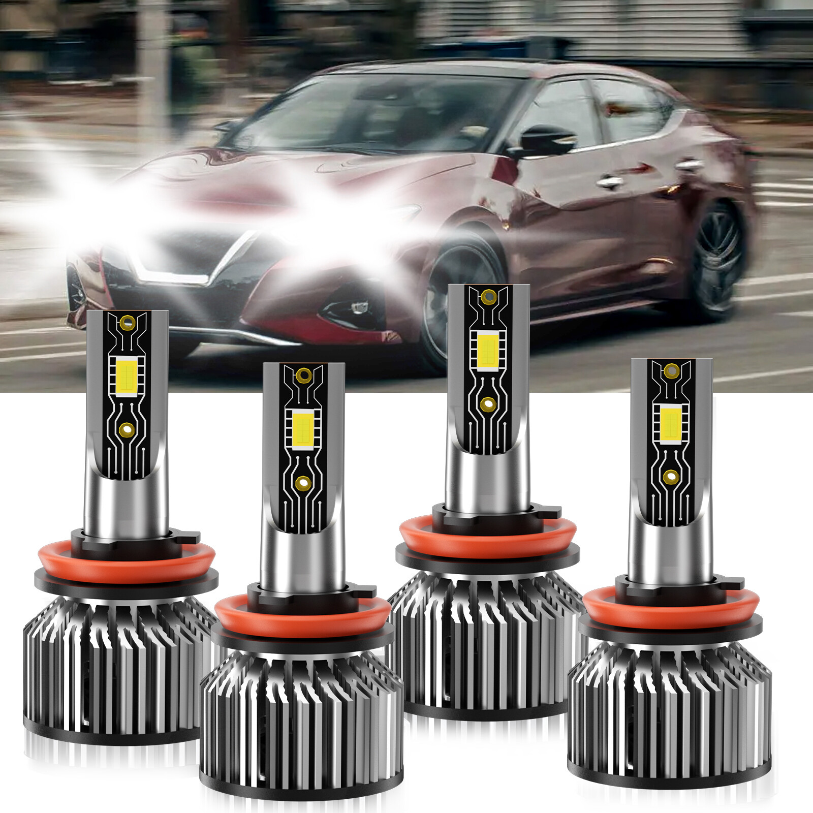 H11 H11 LED Headlight Bulbs Kit High Low Beam Lamp For Nissan Maxima 2016-2018
