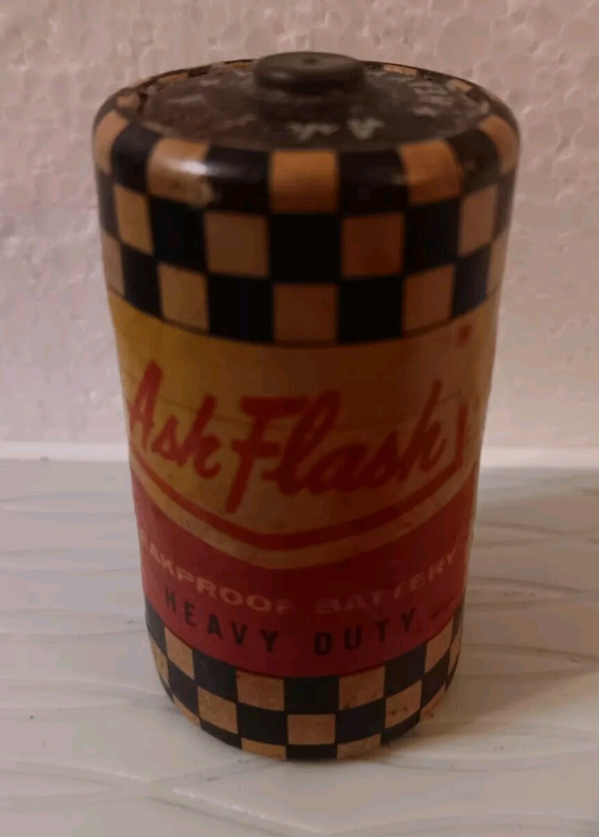 Vtg D-cell battery ASH FLASH Heavy Duty dead cell - for collection only