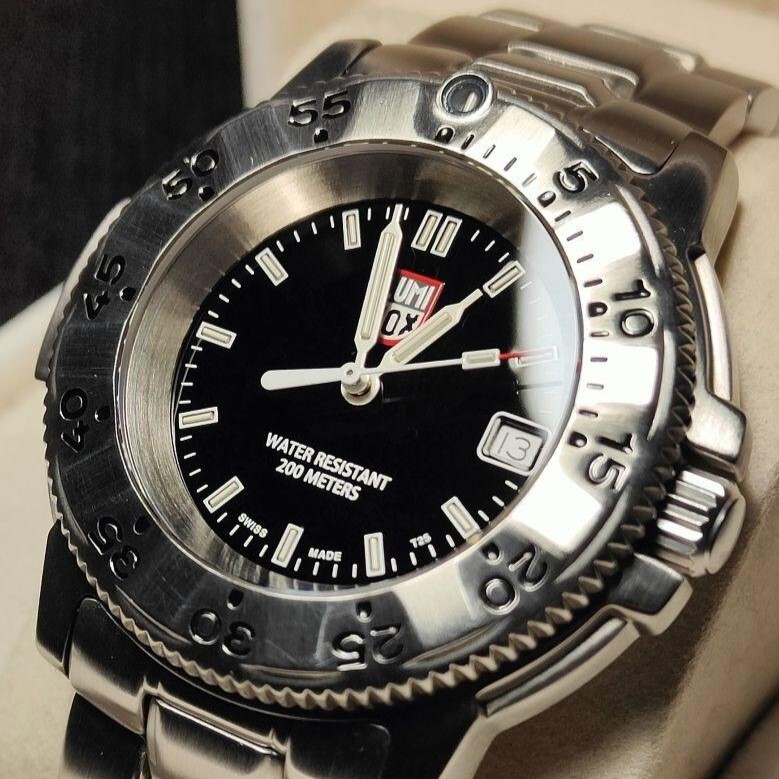 LUMINOX NAVY SEAL STEEL 3200 SERIES Watch Quartz Date Black Dial 