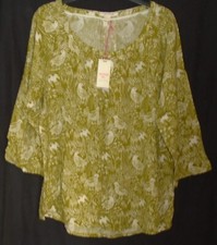 Image of White Stuff Bays Top green bird floral print loose blouse Size 12 New Tags BNWT