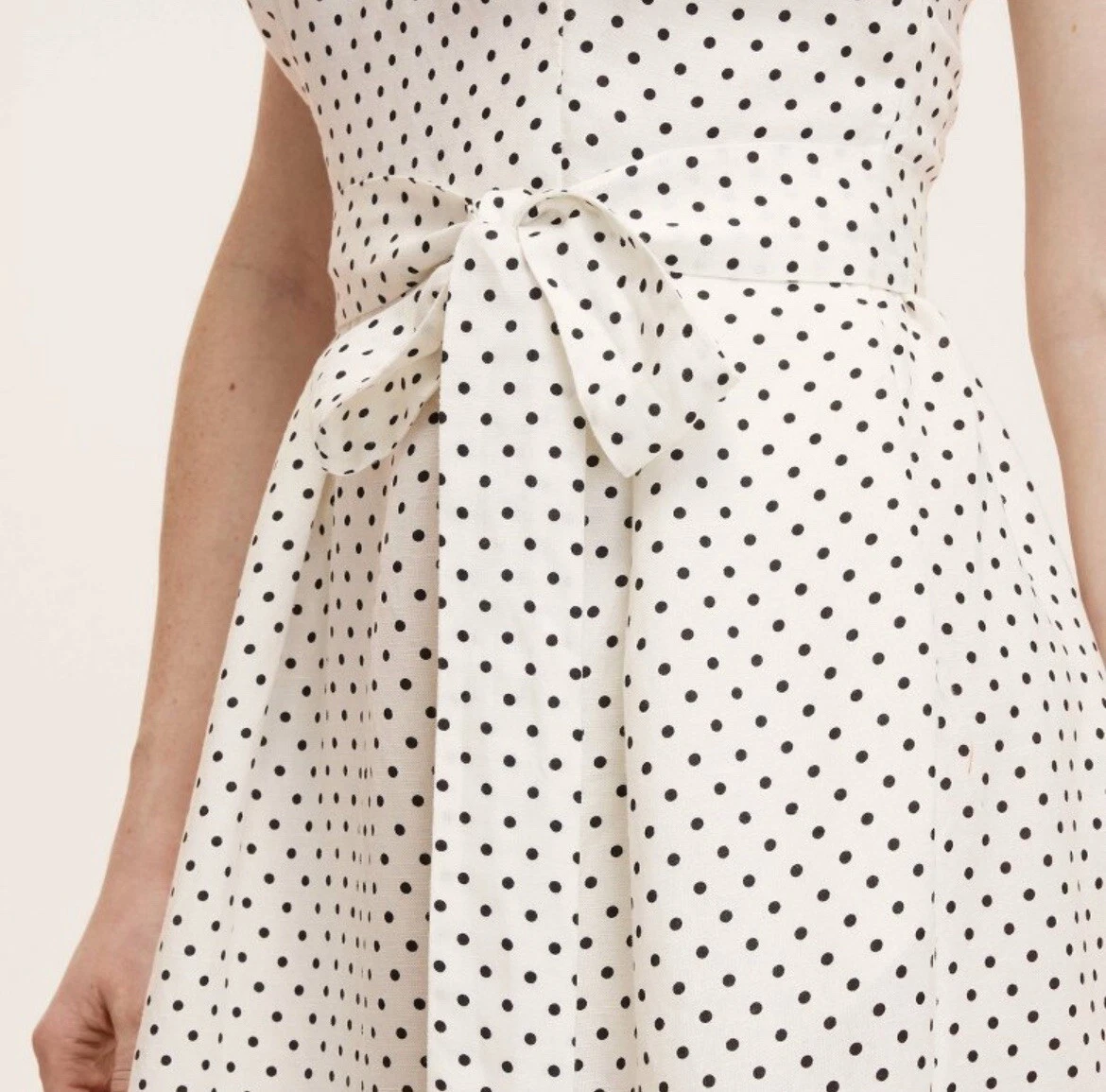 Kate Spade NY Mini abito midi donna a pois con cravatta in vita panna nero Medio