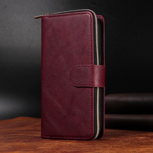 Flip Leather Wallet Zipper Coin Purse Card Holder Case Cover For iPhone Samsung - Picture 15 of 17