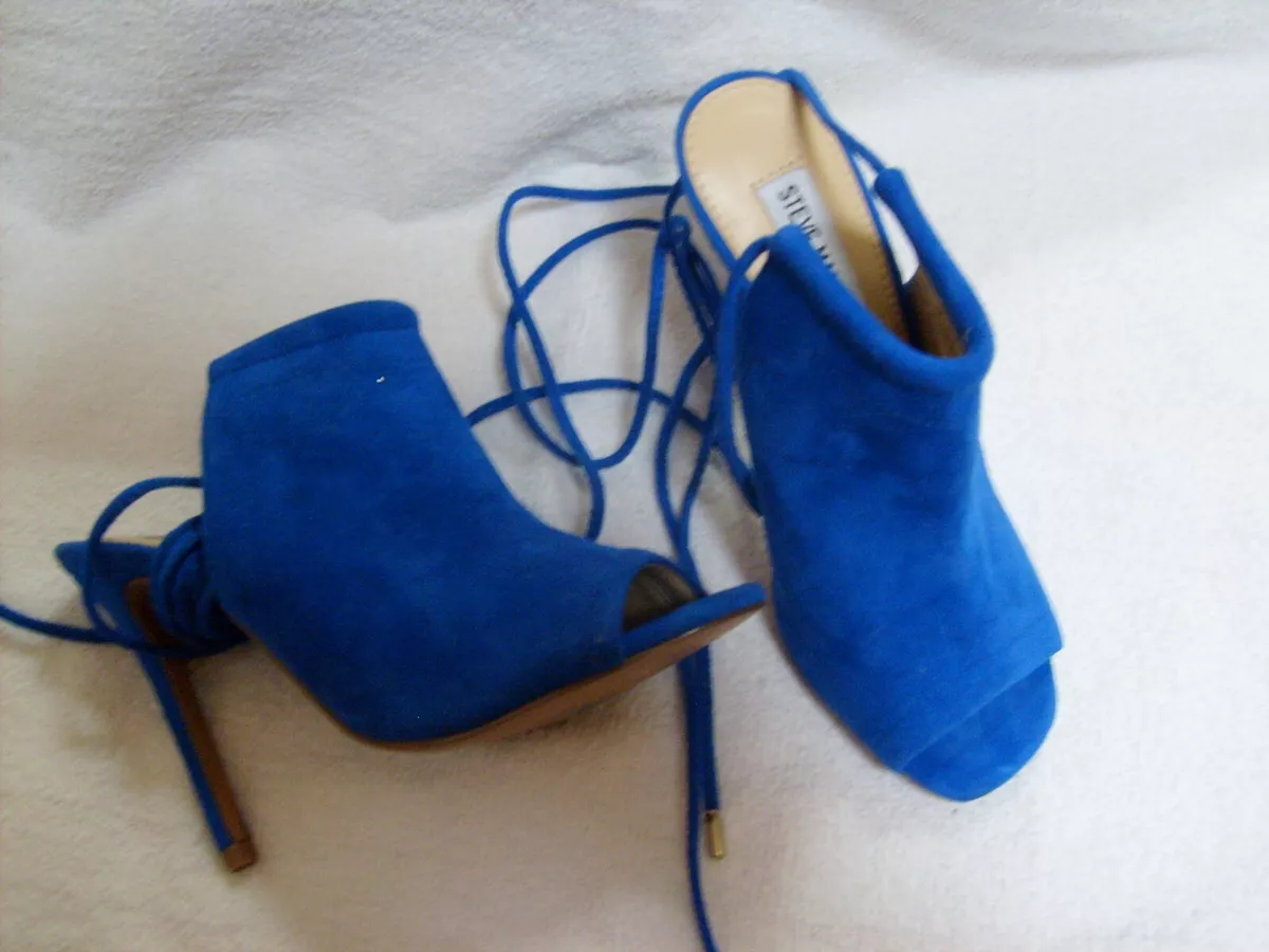 Steve Madden Royal Blue Suede Heels with String Ankle Ties Sz 6 Med