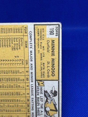 1963 Topps # 190 Minnie Minoso St. Louis Cardinals *VEDI FOTO* - Foto 8 di 9