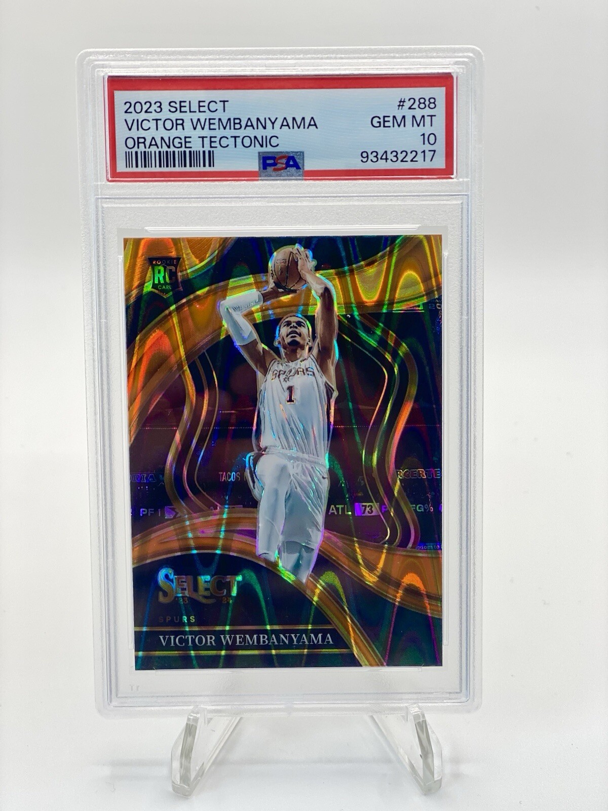 2023 Panini Select Courtside Orange Tectonic 288 Victor Wembanyama PSA 10 RC