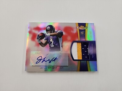 2012 Topps Finest Patch Auto Jarius Wright 3 Color 17/50 Jersey Number Match ZB