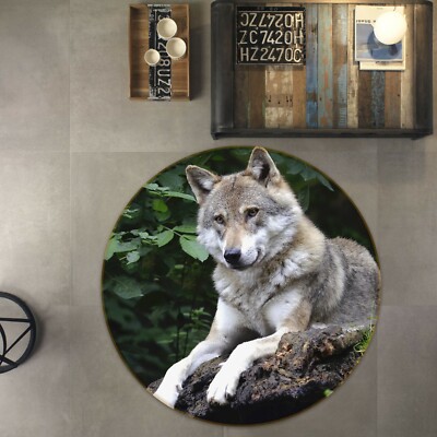 3D Black Wolf Leaves B098 Animal Non Slip Rug Mat Elegant Photo Carpet Zoe