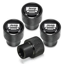 Jeep Grill In Black On Black Aluminum Tire Valve Stem Caps