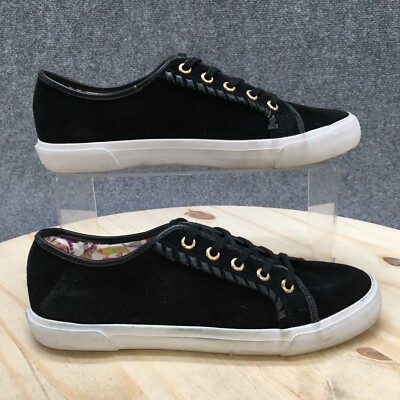Jack Rogers Shoes Womens Casual Flats Sneakers Black Suede Low Top Lace  Up