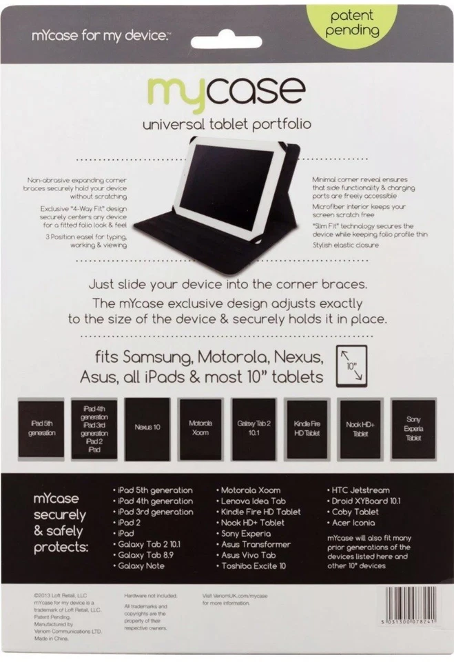 "PORTAFOLIO UNIVERSAL DE TABLET MYCASE DE 10"" NEGRO/COMO NUEVO (SE ADAPTA A LA MAYORÍA DE LAS TABLETS Y IPADS DE 10"") Foto 3 de 4