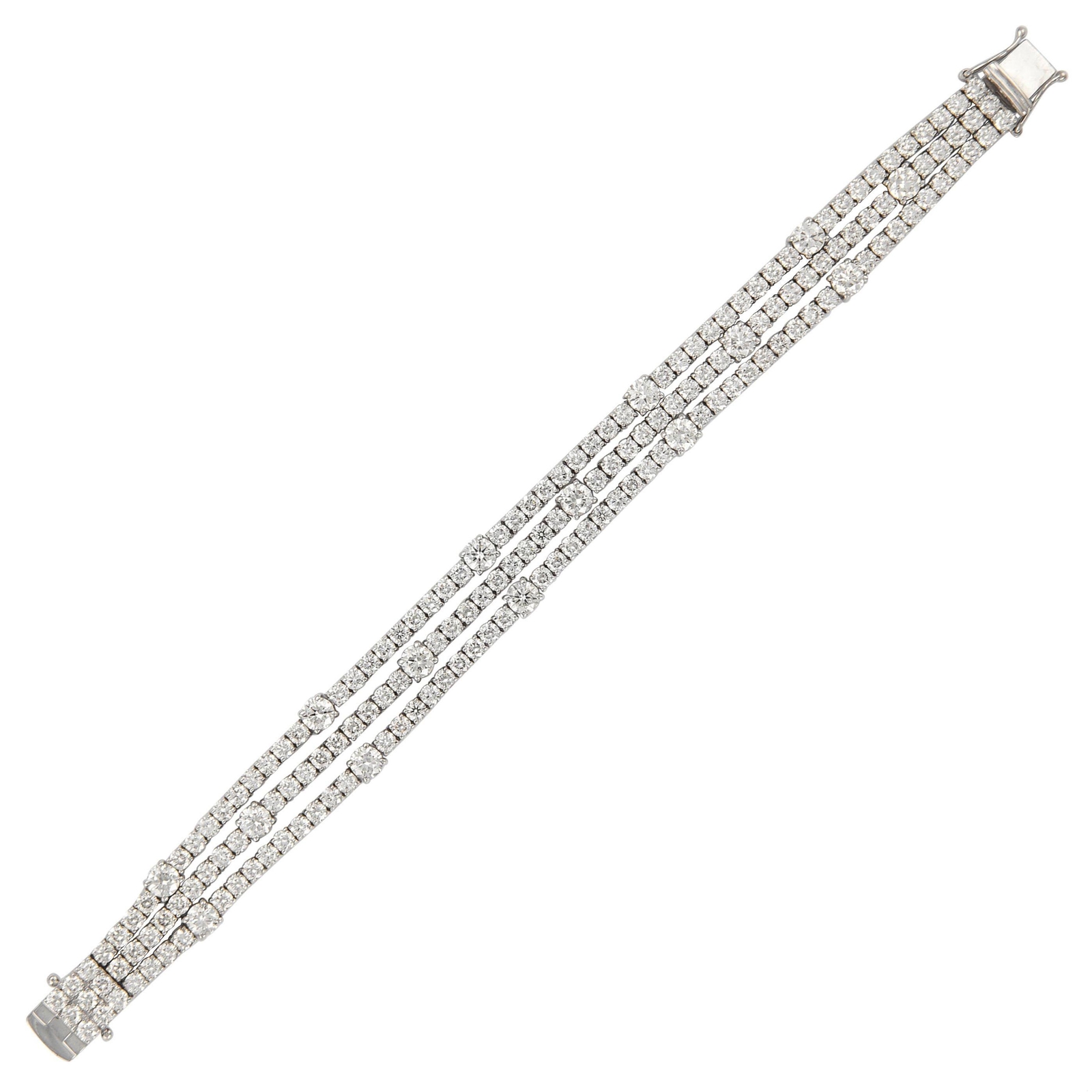 Alexander Beverly Hills 17.40ct Three-Row Diamond Tennis Bracelet 18k White Gold