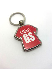 Personalised Netball shirt Keyring - Any Name Position Colour Team Logo - GA GK