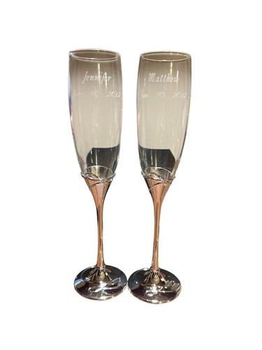 Waterford Ballet Ribbon Toasting Flutes Etched ***Personalized w/ Names*** W/Box - Picture 5 of 11