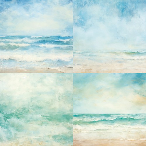 24 pcs 6" Sea Wave Blue Sky Paper Pad Scrapbooking Making Card Junk Journal Art - Picture 4 of 5