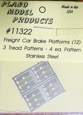 Plano HO #11322 Freight Car Brake Platforms / 3 Tread Patterns / Stainless Steel