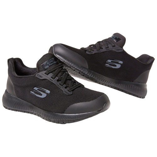 Zapatos de trabajo antideslizantes Skechers para damas Squad entrenador cojín de espuma viscoelástica - Imagen 7 de 13