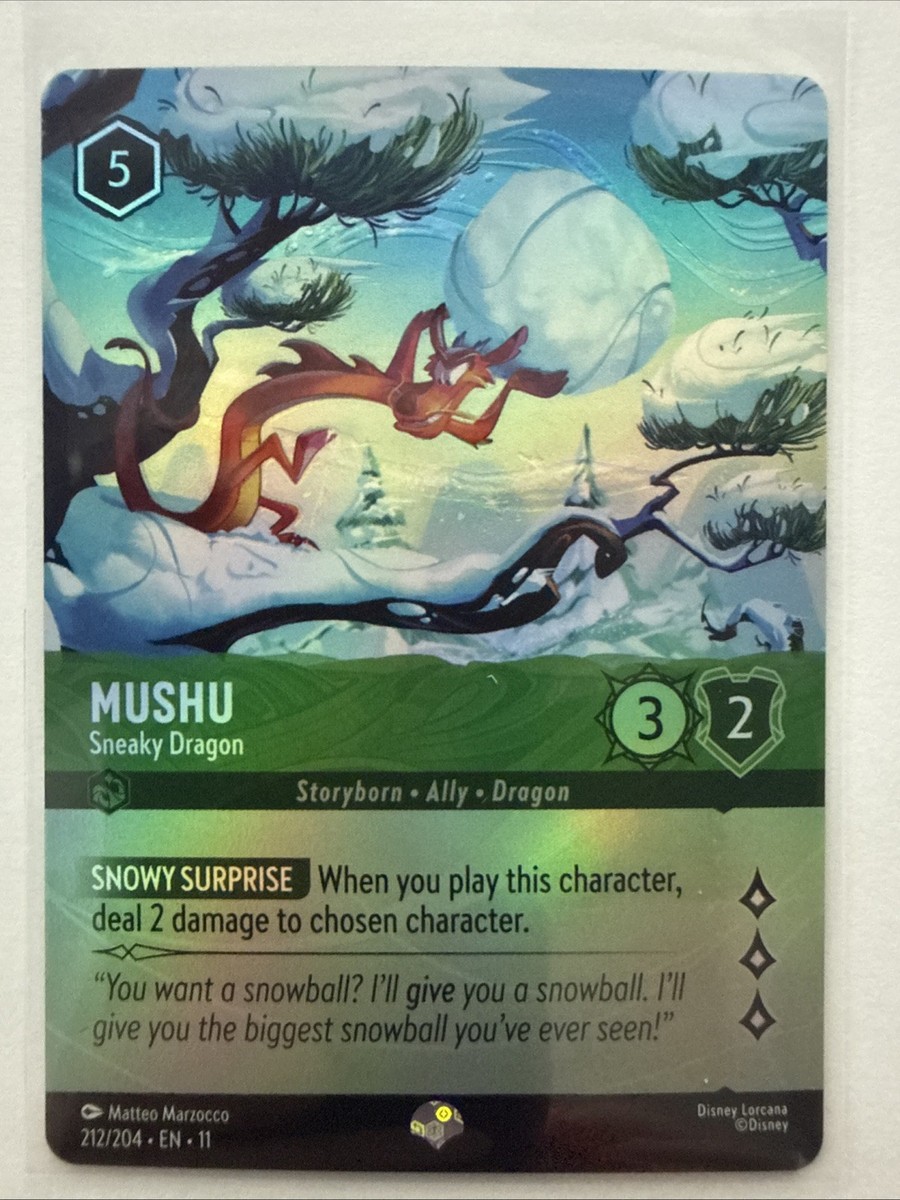 mushu lorcana card Disney Lorcana Winterspell #212/204 Mushu-Sneaky Dragon Foil Epic NM