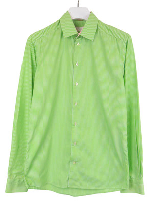 ETON Slim Hemd Herren 40 / 15 3/4 Langarm Button-Up Kragen Grün Nadelstreifen