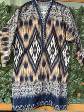 Khaadi Navy  Beige Geometric V  Neck Tunic