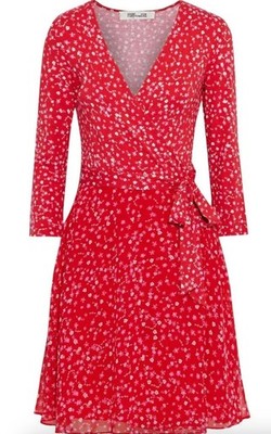 Diane Von Furstenberg DVF Irina Floral Poinsettia 90s Y2k Wrap Dress Size XS