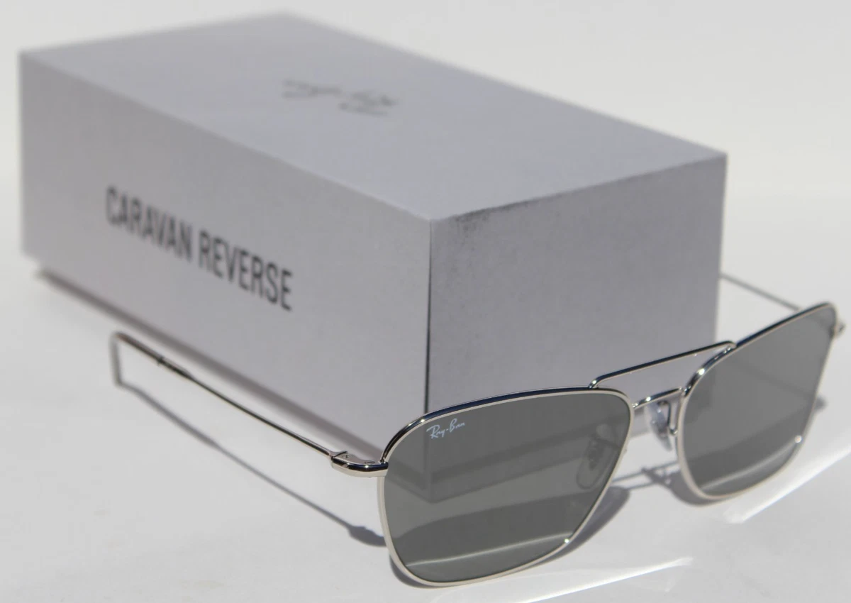 New Ray-Ban CARAVAN REVERSE 0RBR0102S 003/GS Silver & Grey Mirror 
