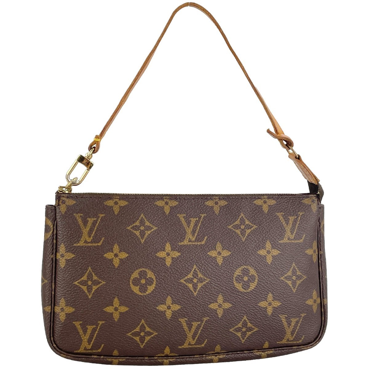 Louis Vuitton Monogram Pochette Accessoires Leather Fabric Brown Handbag 4651